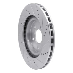 Ford Mustang Brake Rotor (1) - Front Left - R1 Concepts - Drilled & Slotted - Silver - `94-`04